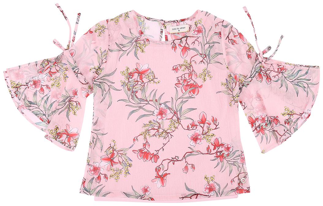 

Gini Jony Polyester Floral T shirt for Baby Girl - Pink