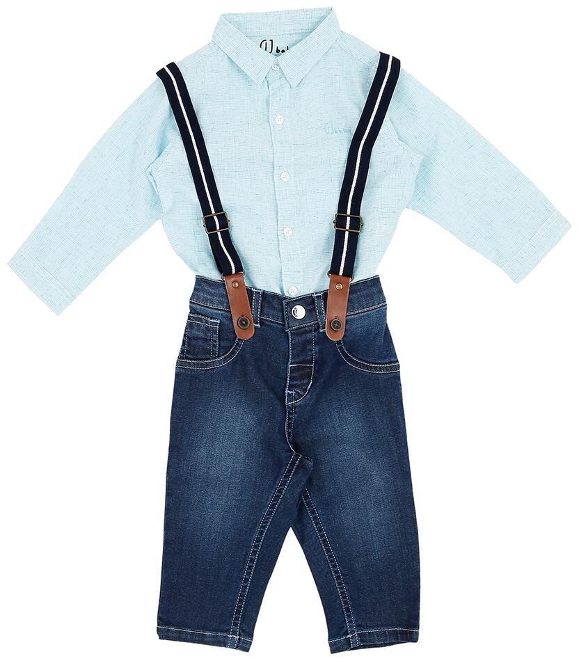 

Gini Jony Baby boy Cotton Solid Body suit - Blue