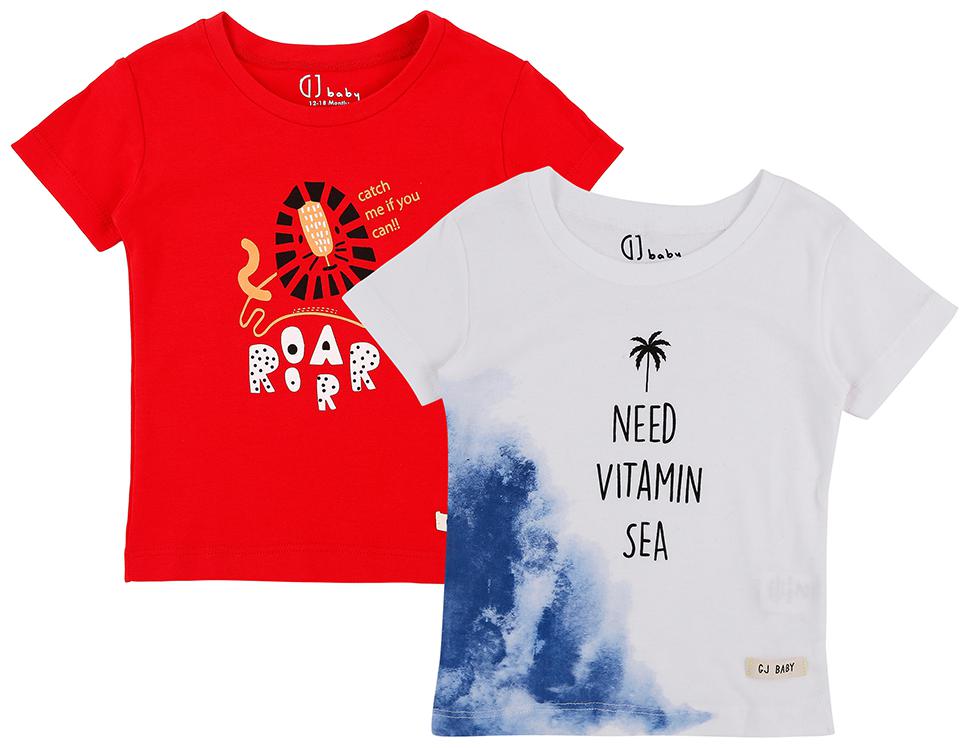

Gini Jony Cotton Solid T shirt for Baby Boy - Red