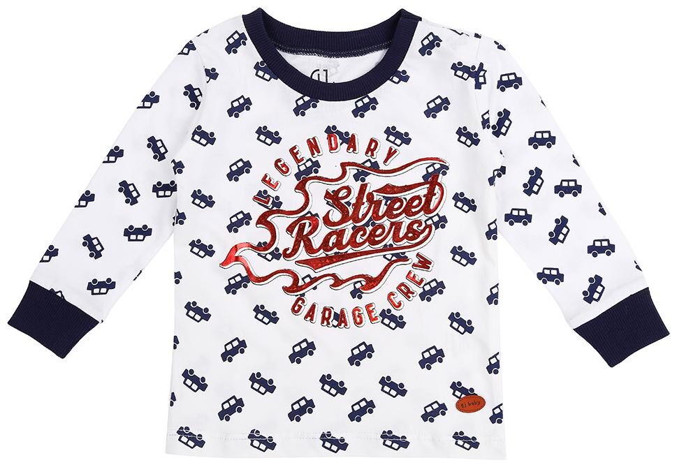

Gini Jony Cotton Self design T shirt for Baby Boy - White