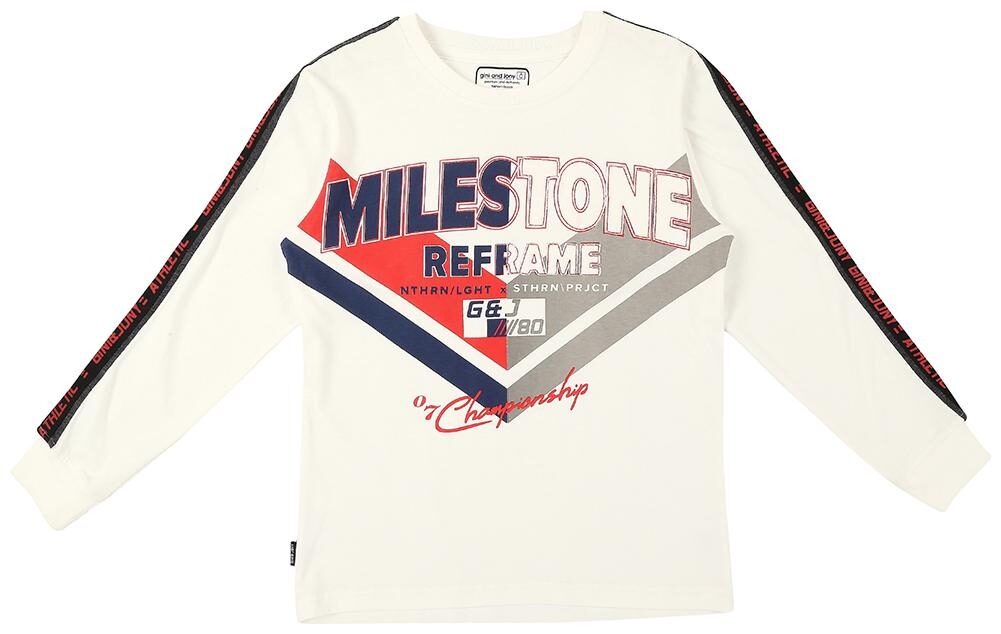 

Gini Jony Cotton Self design T shirt for Baby Boy - White