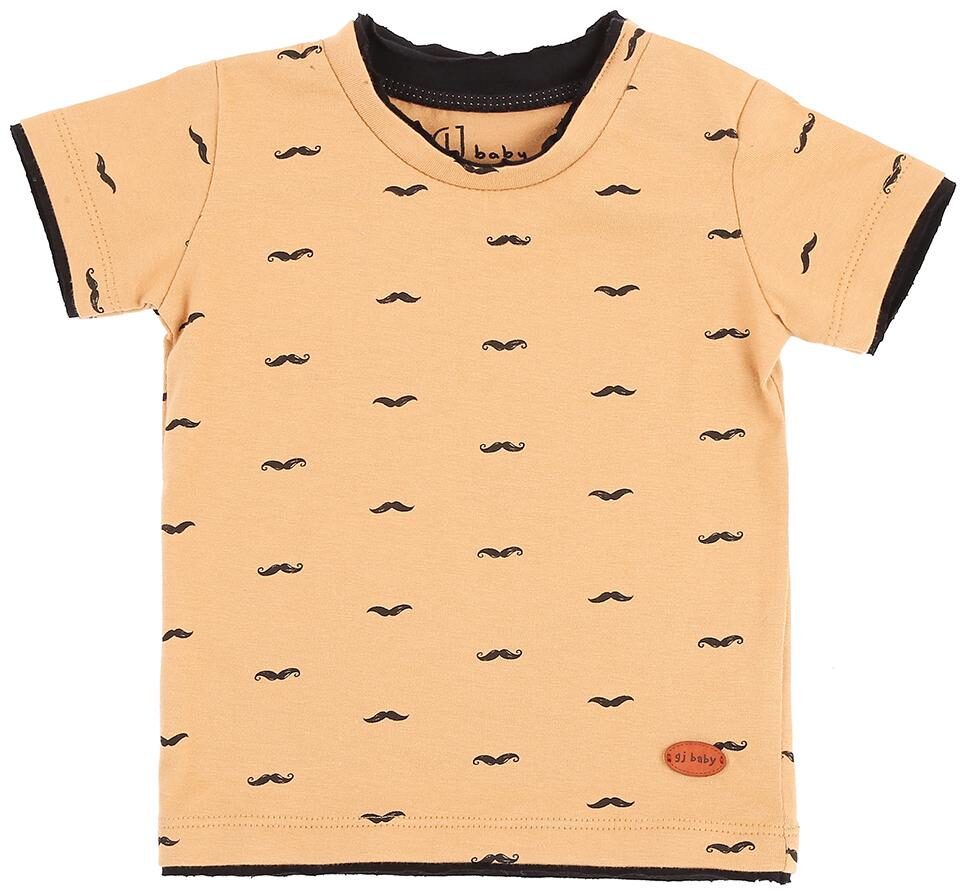

Gini Jony Cotton Self design T shirt for Baby Boy - Beige