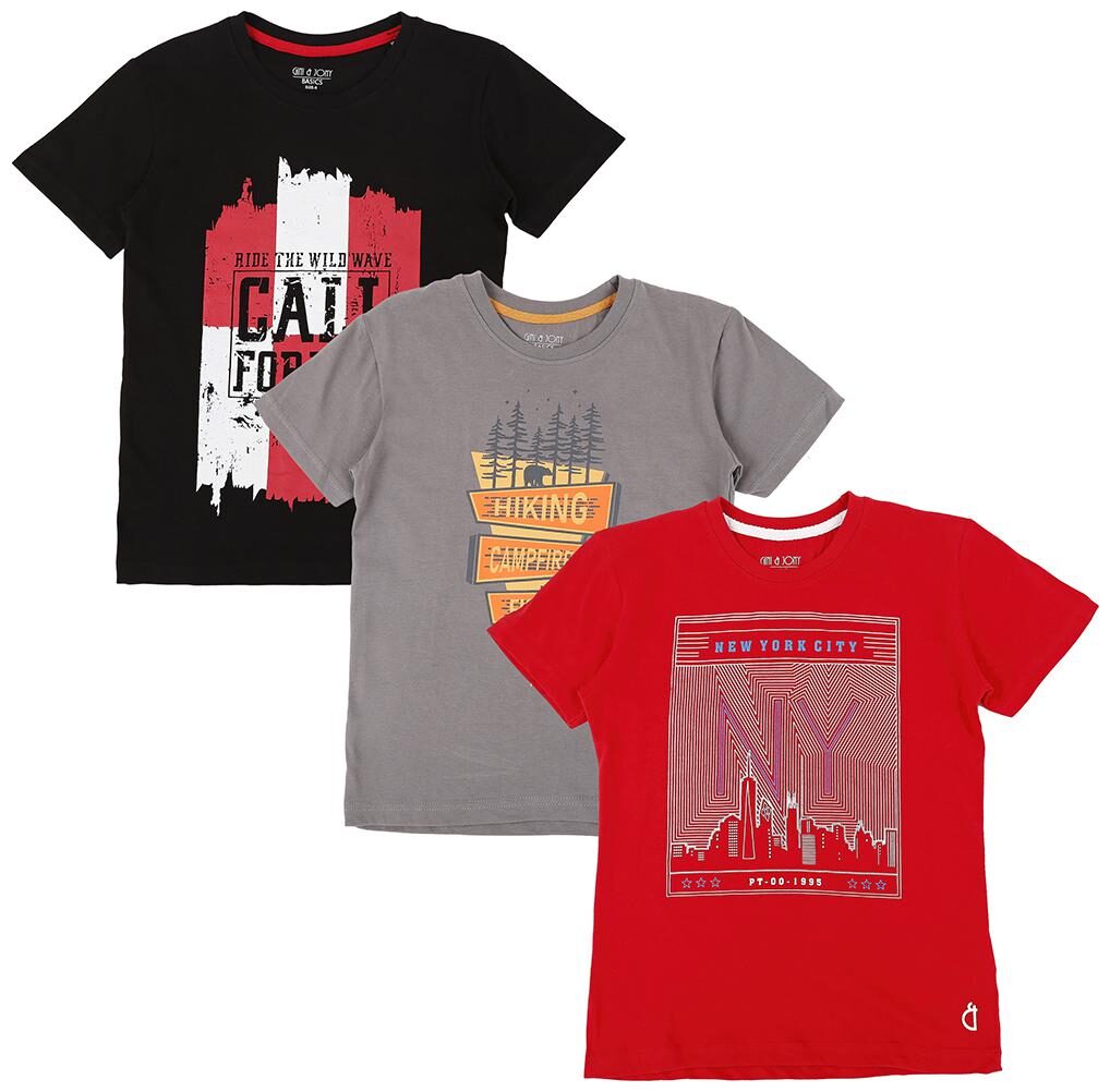 

Gini Jony Cotton Self design T shirt for Baby Boy - Black