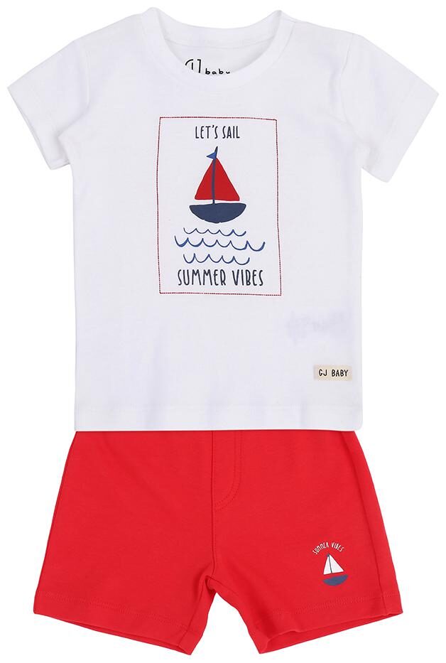

Gini Jony Baby boy Cotton Printed Body suit - White