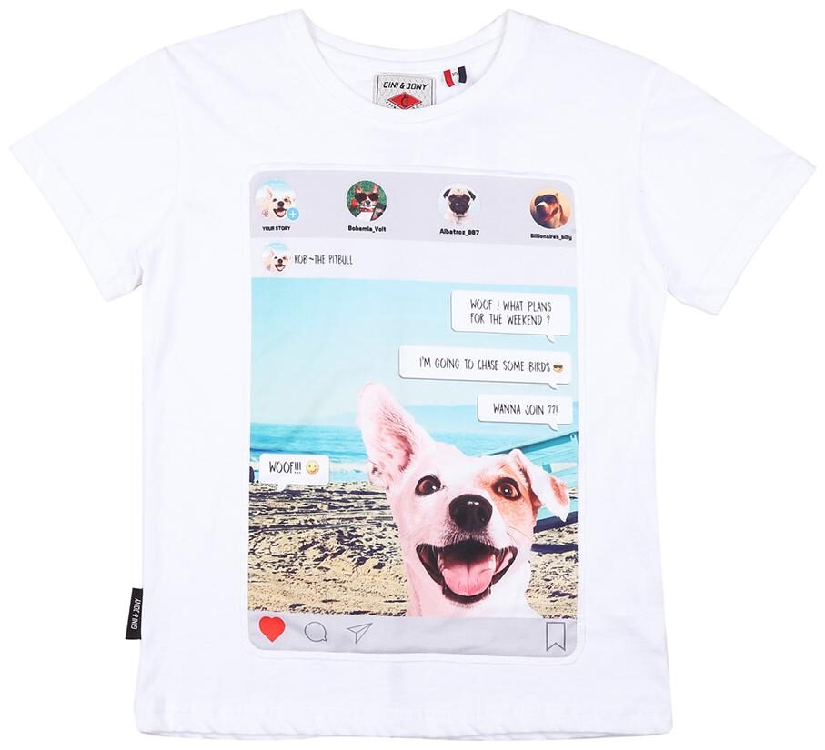 

Gini Jony Boy Cotton Printed T-shirt - White