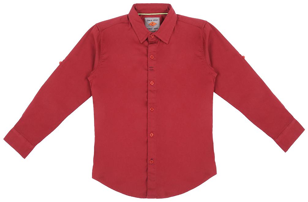 

Gini Jony Boy Cotton Solid Shirt Red