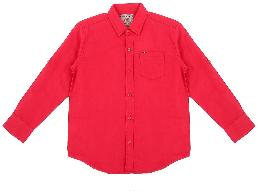 

Gini Jony Boy Cotton Solid Shirt Red