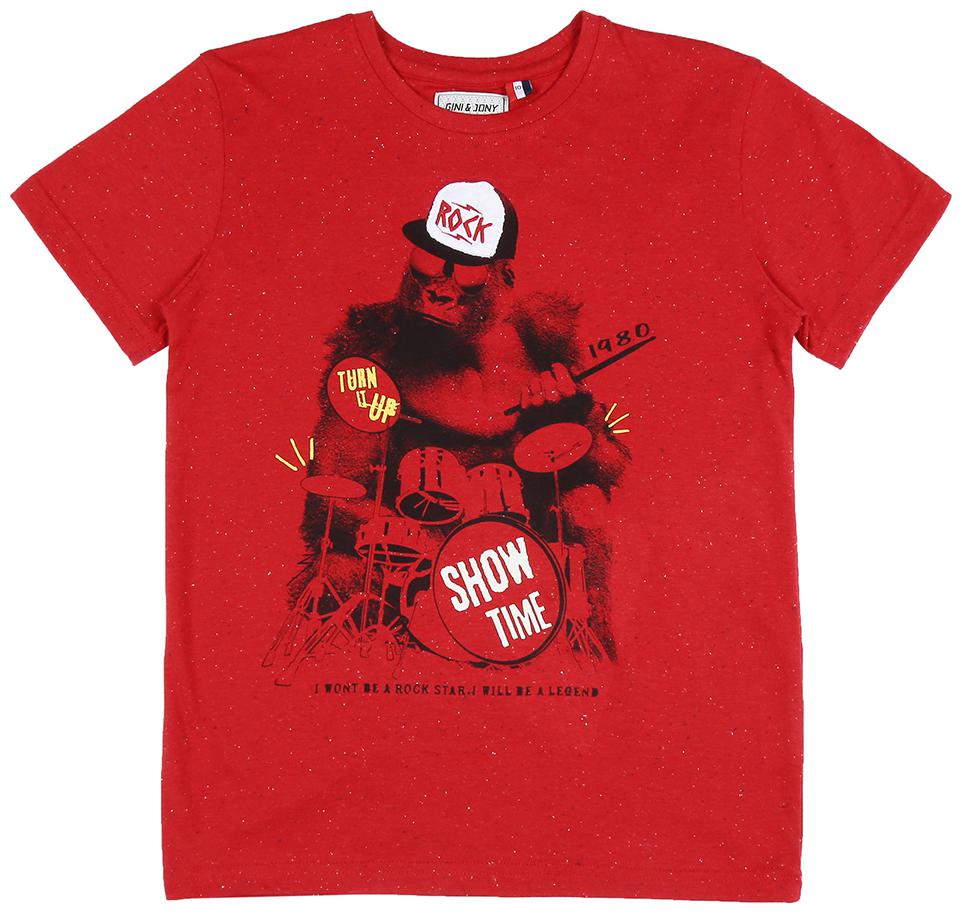 

Gini Jony Boy Cotton Solid T-shirt - Red
