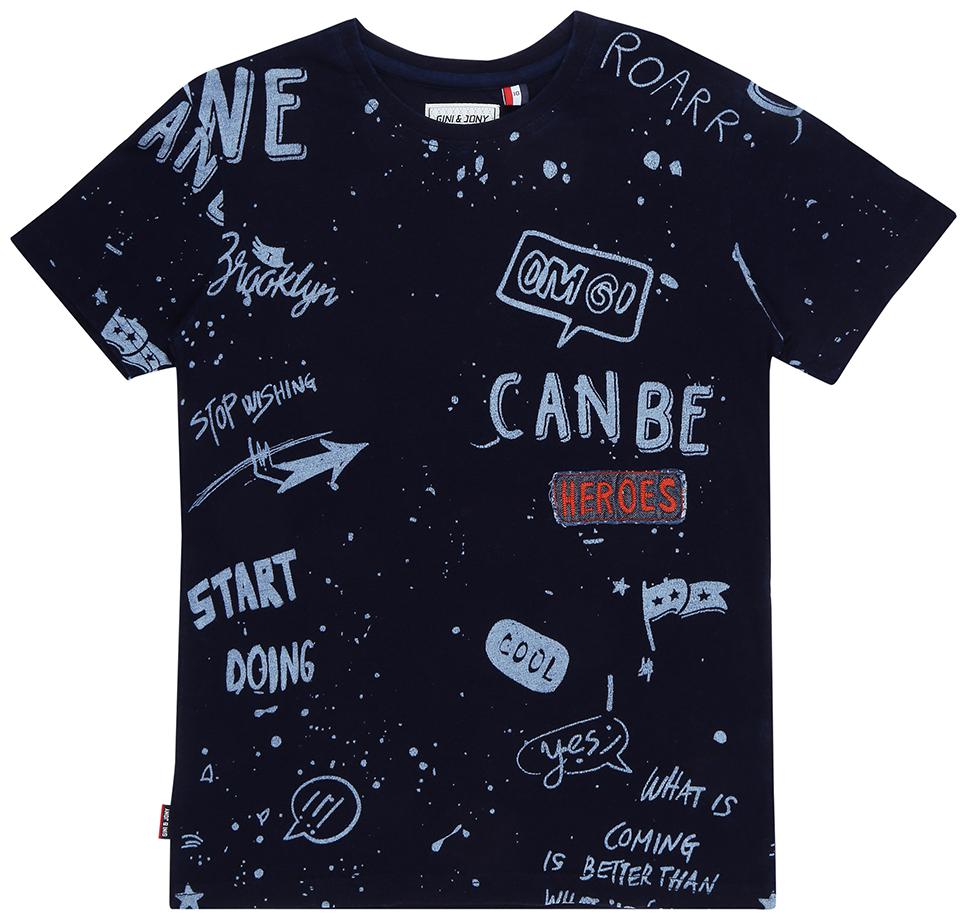 

Gini Jony Boy Cotton Solid T-shirt - Blue