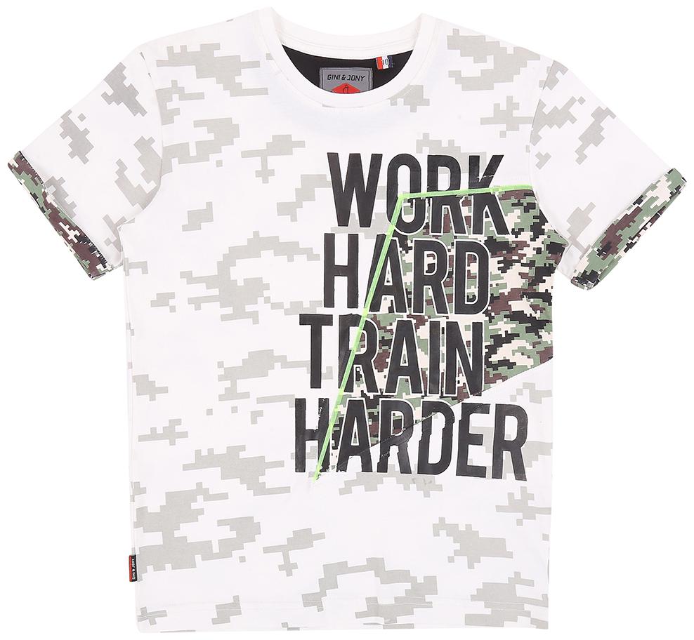 

Gini Jony Boy Cotton blend Printed T-shirt - White