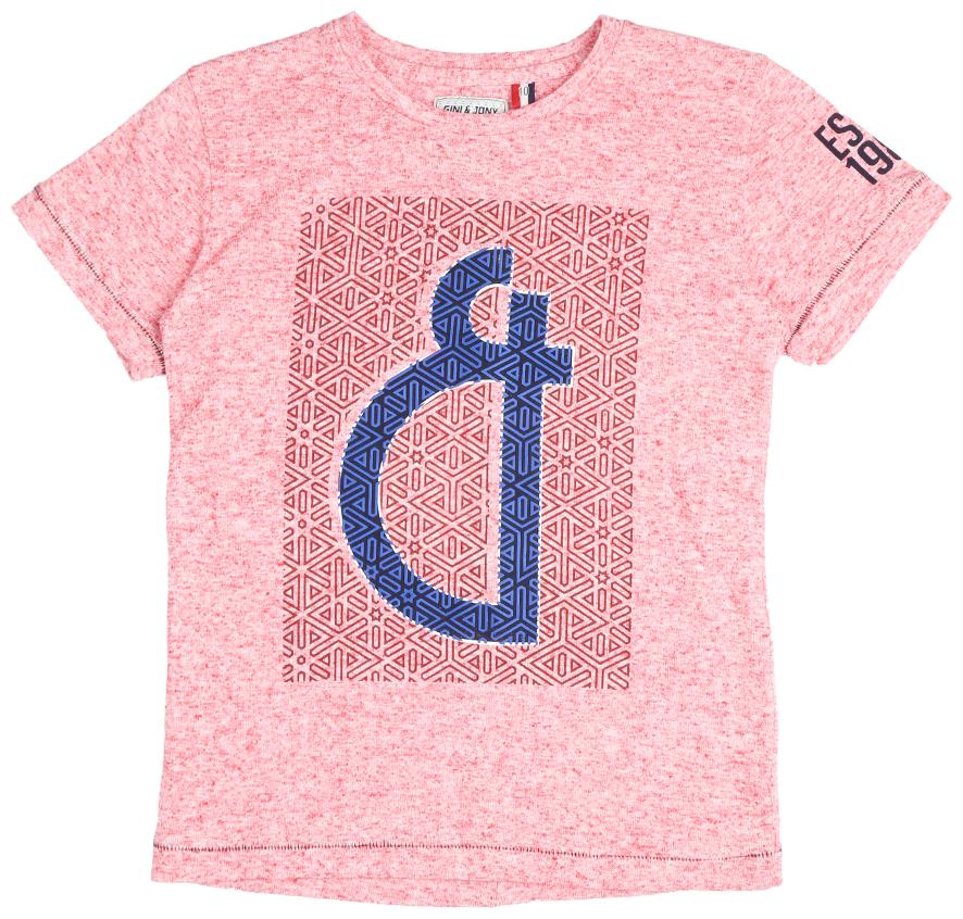 

Gini Jony Boy Cotton blend Printed T-shirt - Red