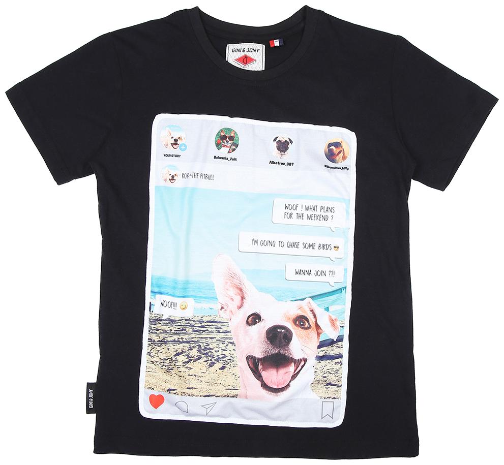 

Gini Jony Boy Cotton Solid T-shirt - Black