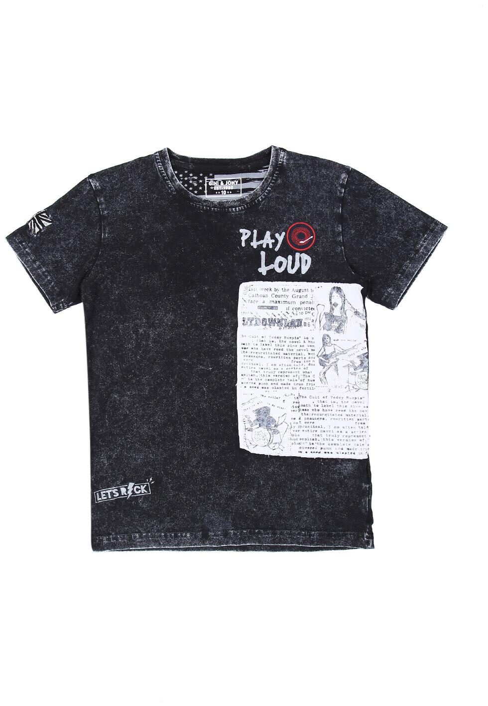 

Gini Jony Boy Cotton blend Printed T-shirt - Black