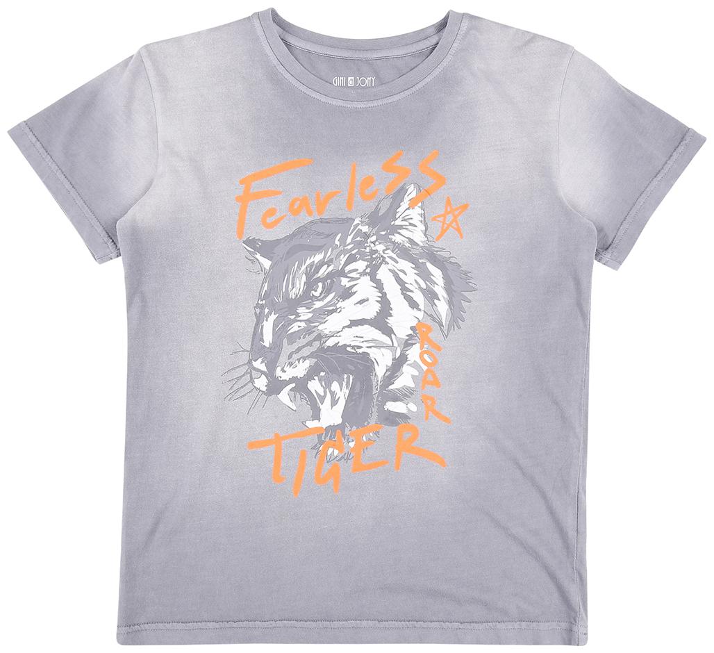 

Gini Jony Boy Cotton blend Printed T-shirt - Grey