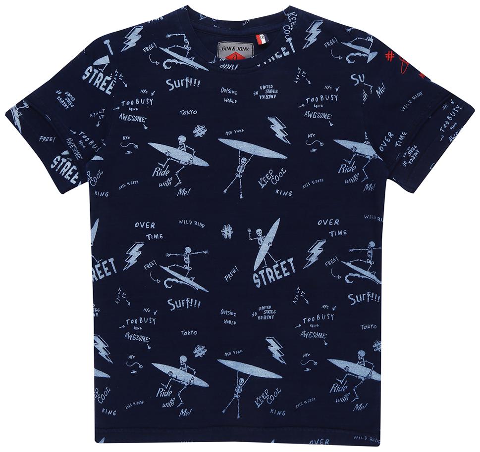 

Gini Jony Boy Cotton Printed T-shirt - Blue