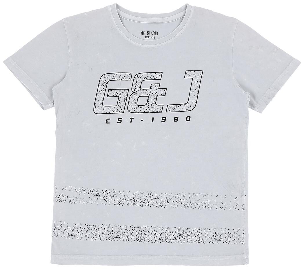 

Gini Jony Boy Cotton blend Printed T-shirt - Grey
