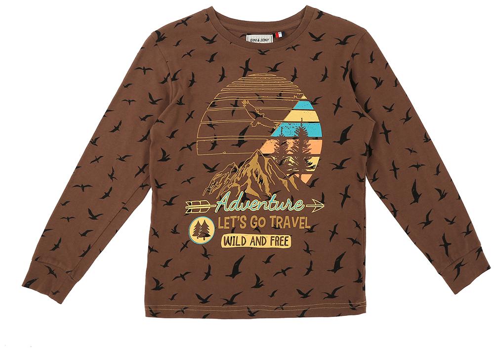 

Gini Jony Boy Cotton blend Printed T-shirt - Brown