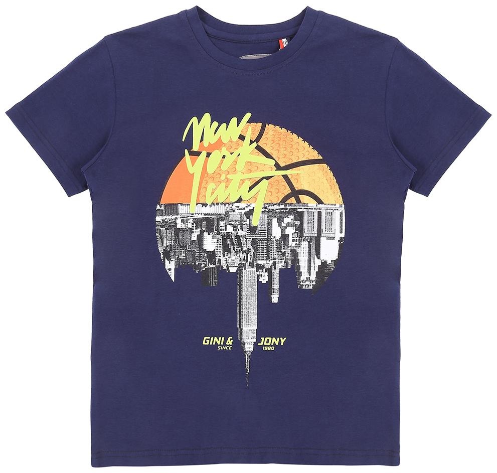 

Gini Jony Boy Cotton blend Printed T-shirt - Blue