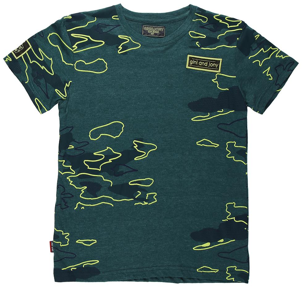 

Gini Jony Boy Cotton blend Printed T-shirt - Green