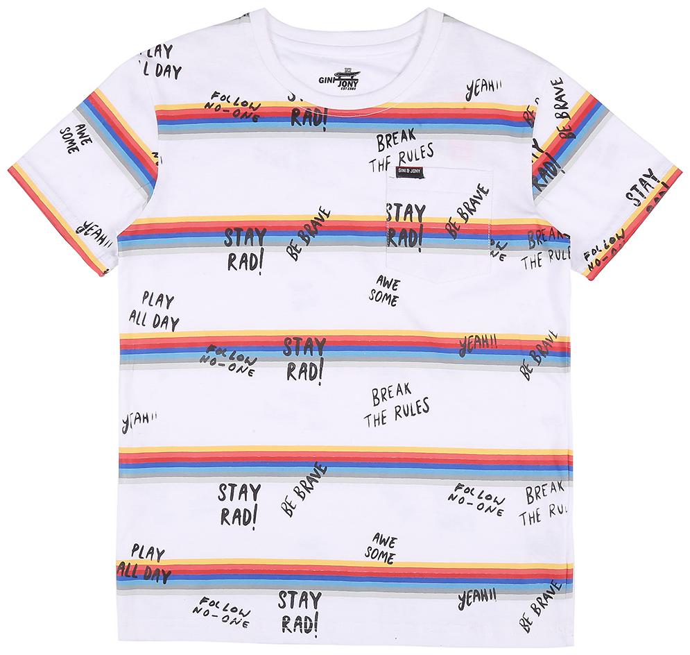 

Gini Jony Boy Cotton blend Printed T-shirt - White