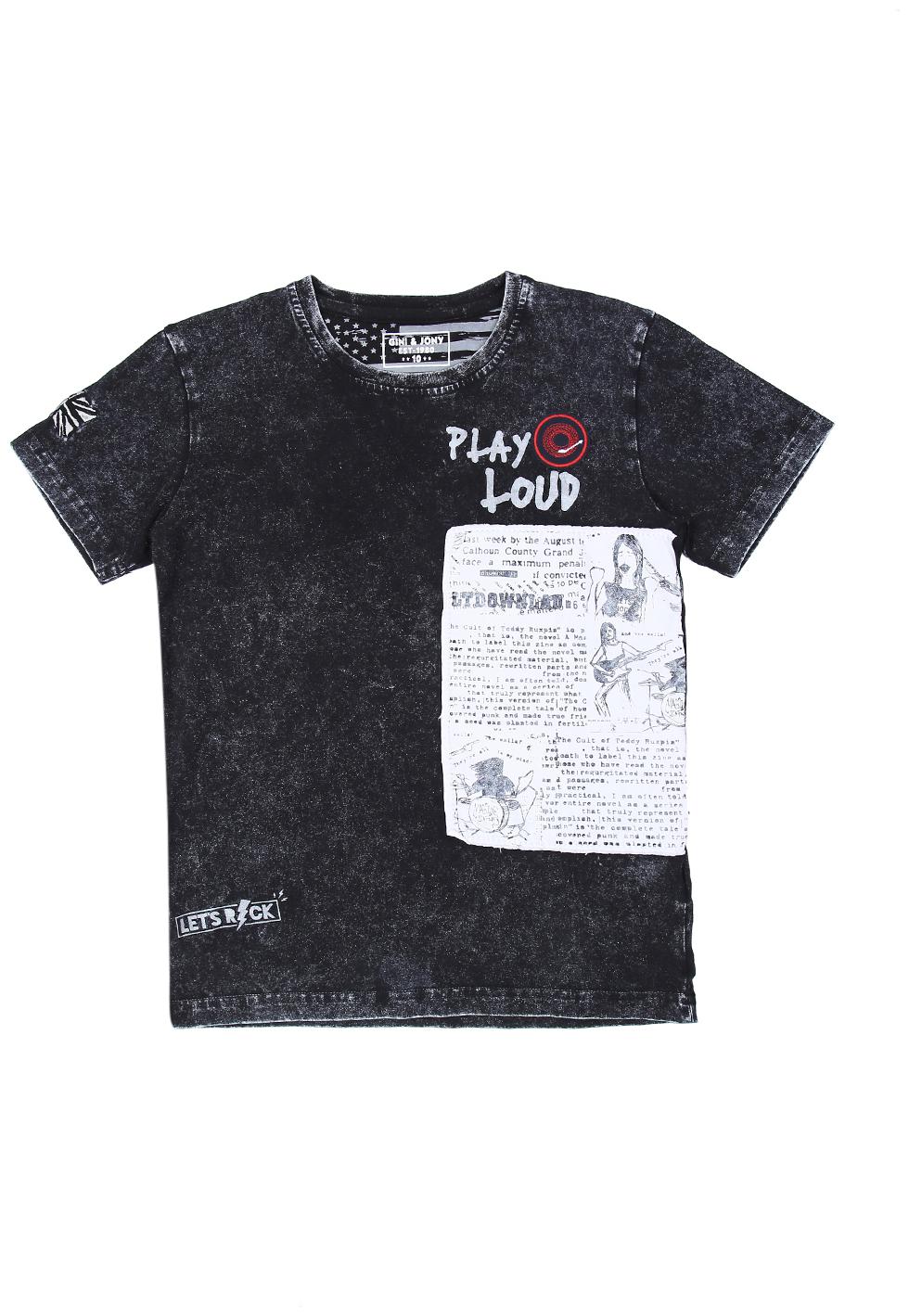 

Gini Jony Boy Cotton blend Printed T-shirt - Black