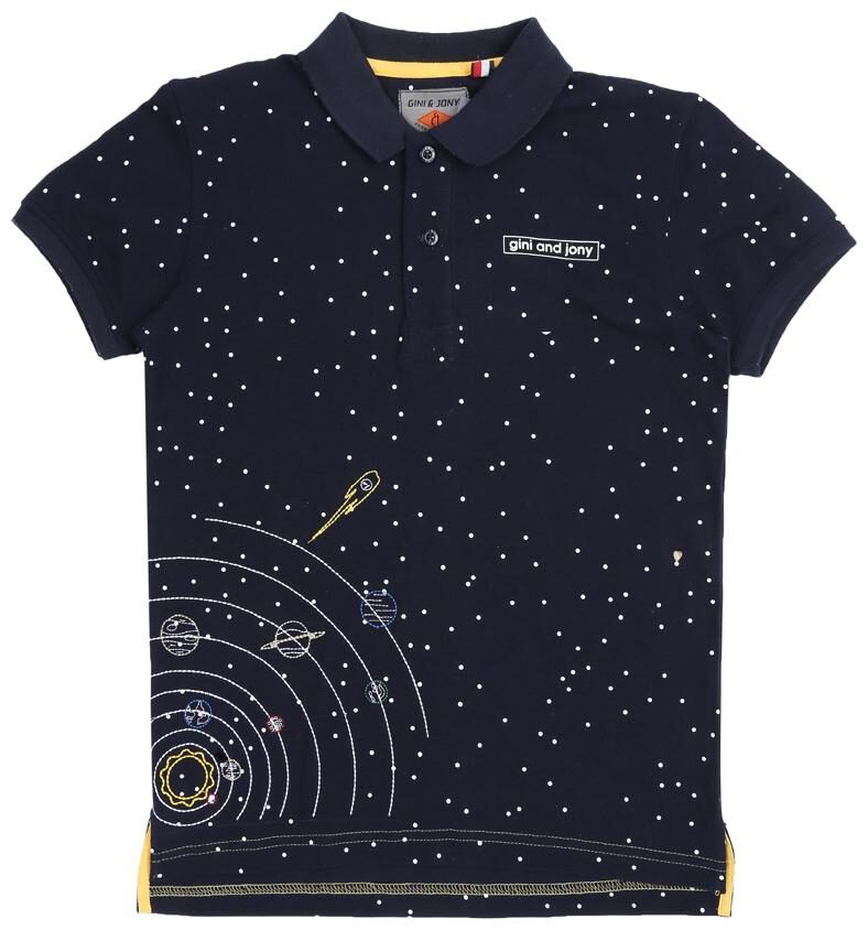 

Gini Jony Boy Cotton blend Printed T-shirt - Blue