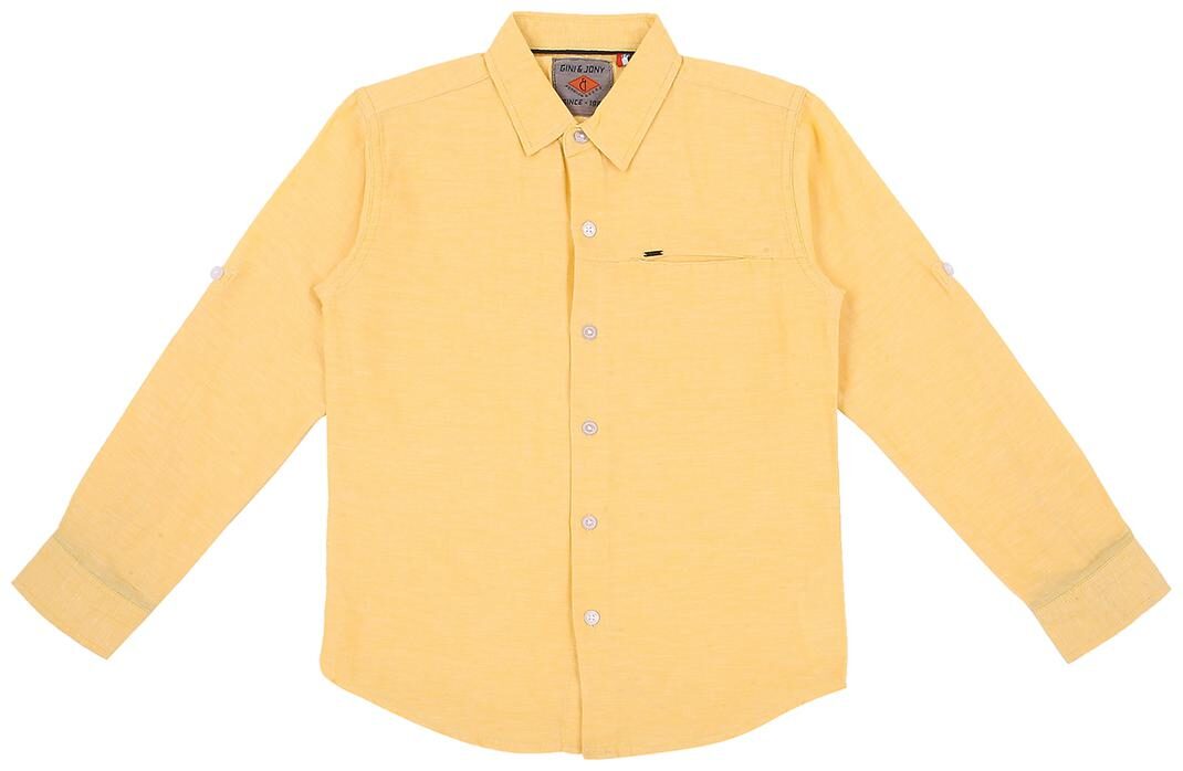 

Gini Jony Boy Cotton Solid Shirt Yellow