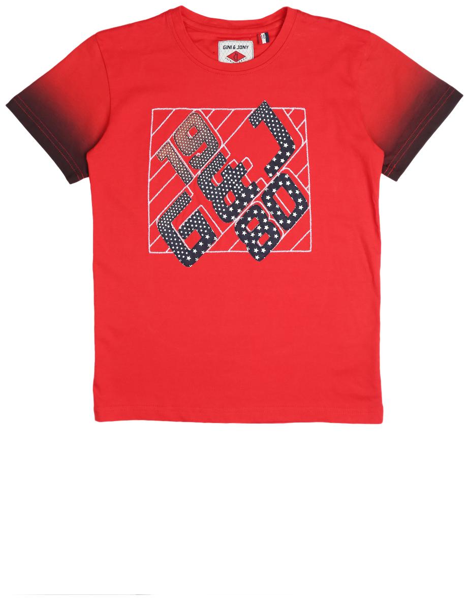 

Gini Jony Boy Cotton blend Printed T-shirt - Red