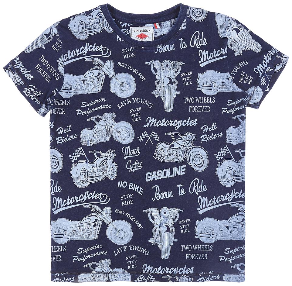 

Gini Jony Boy Cotton blend Printed T-shirt - Blue