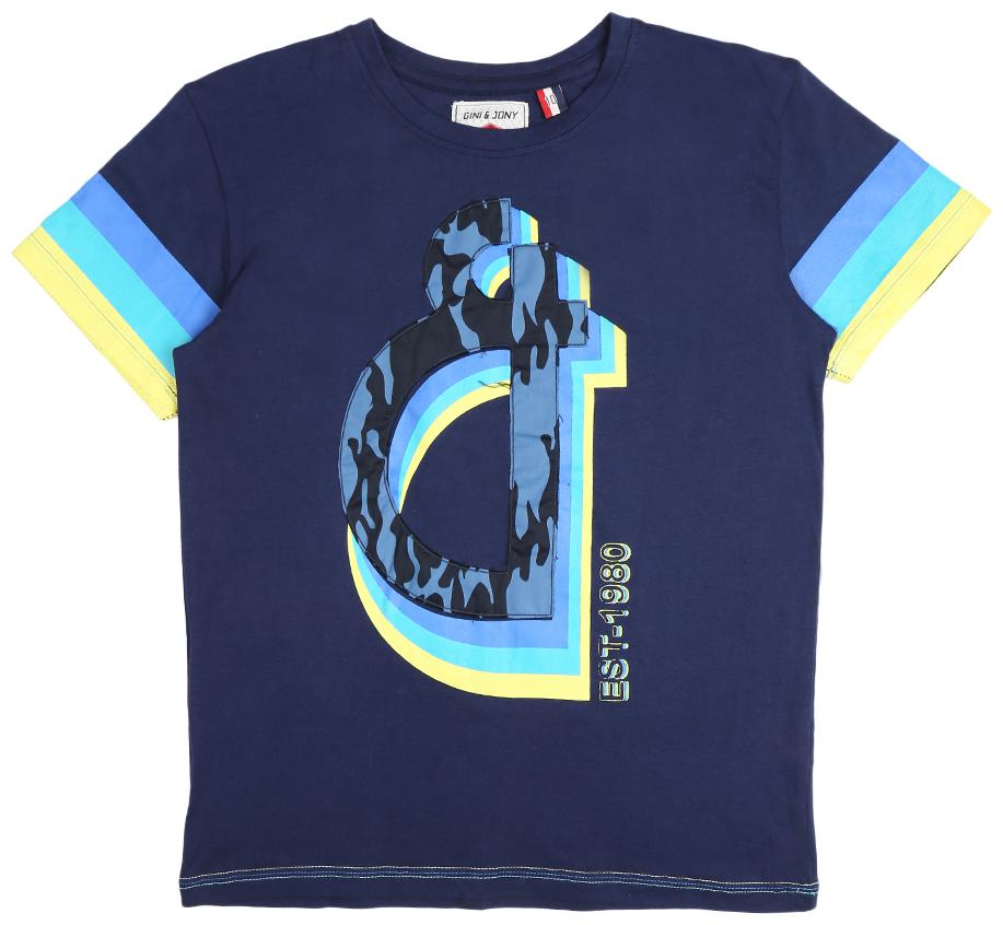 

Gini Jony Boy Cotton blend Printed T-shirt - Blue