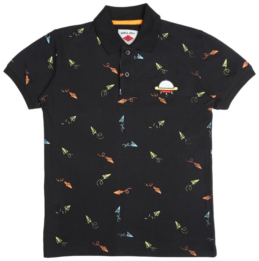 

Gini Jony Boy Cotton blend Printed T-shirt - Black
