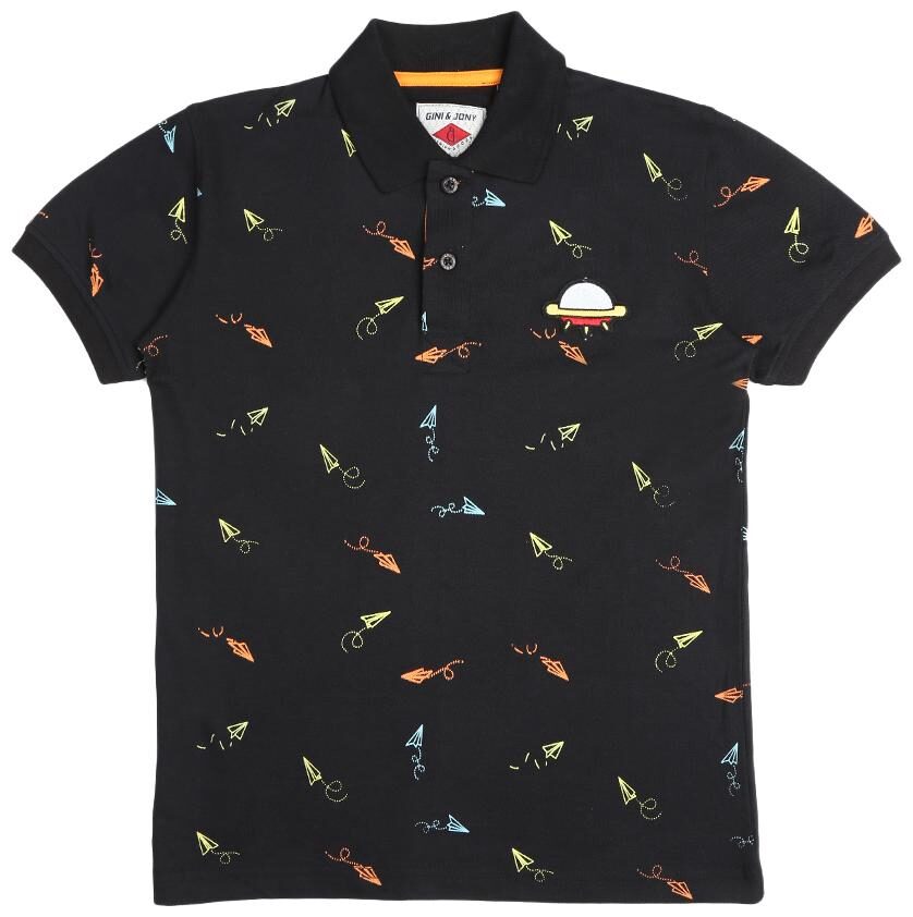 

Gini Jony Boy Cotton blend Printed T-shirt - Black