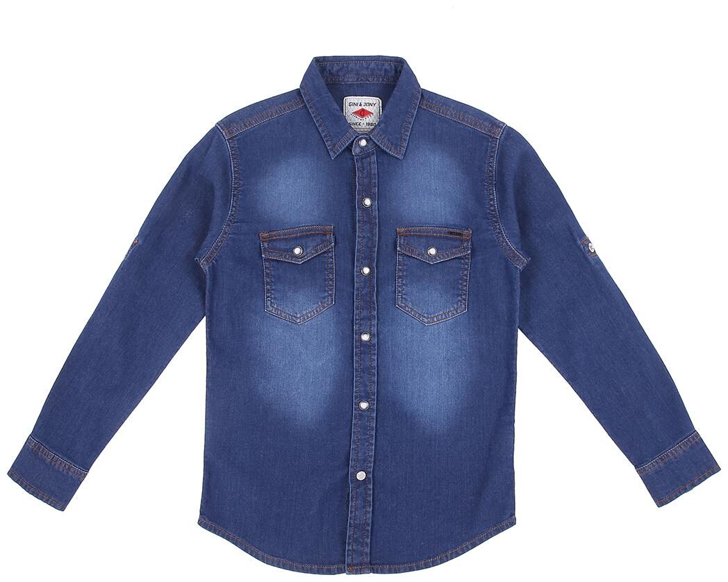 

Gini Jony Boy Cotton Solid Shirt Blue