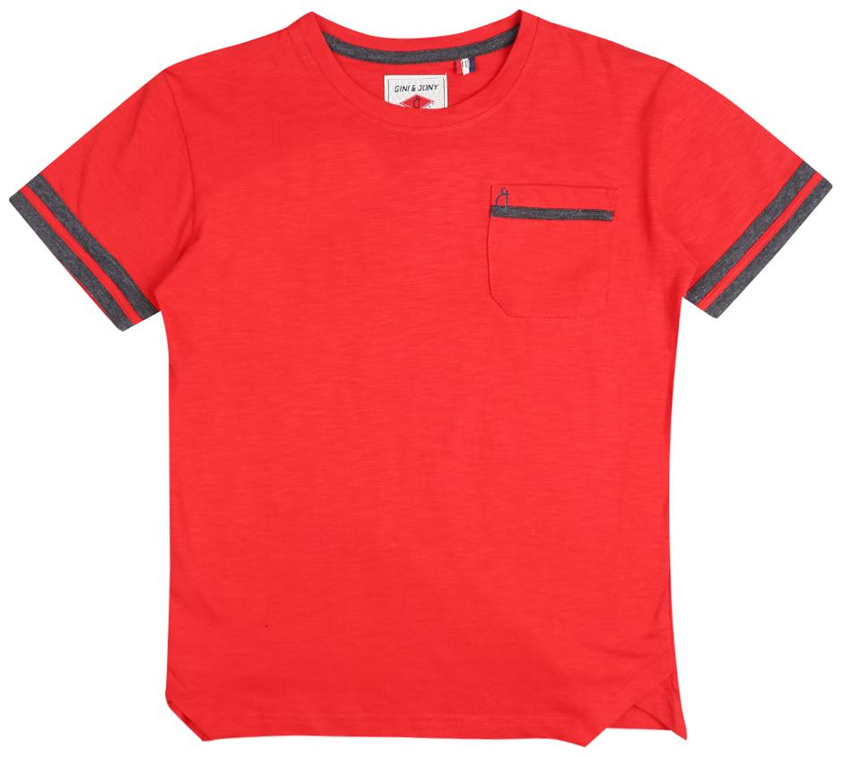 

Gini Jony Boy Cotton blend Solid T-shirt - Red