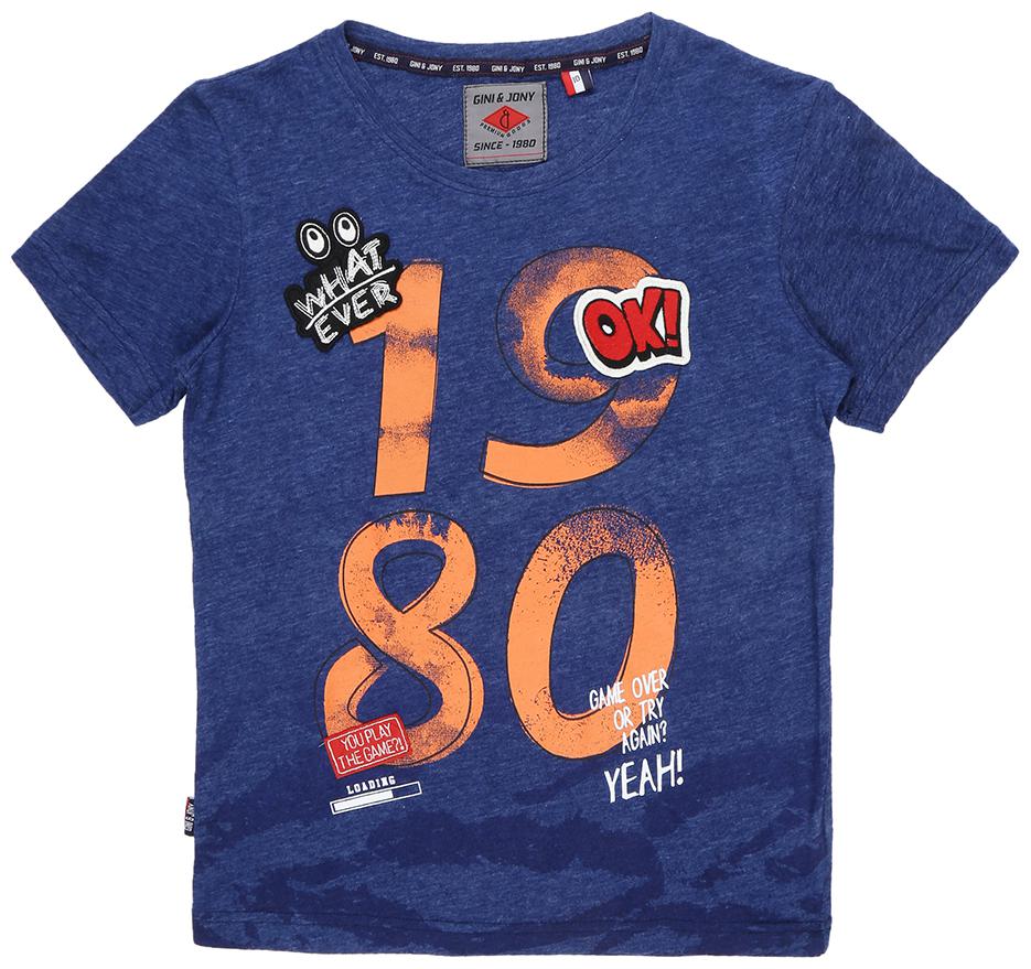 

Gini Jony Boy Cotton Solid T-shirt - Blue