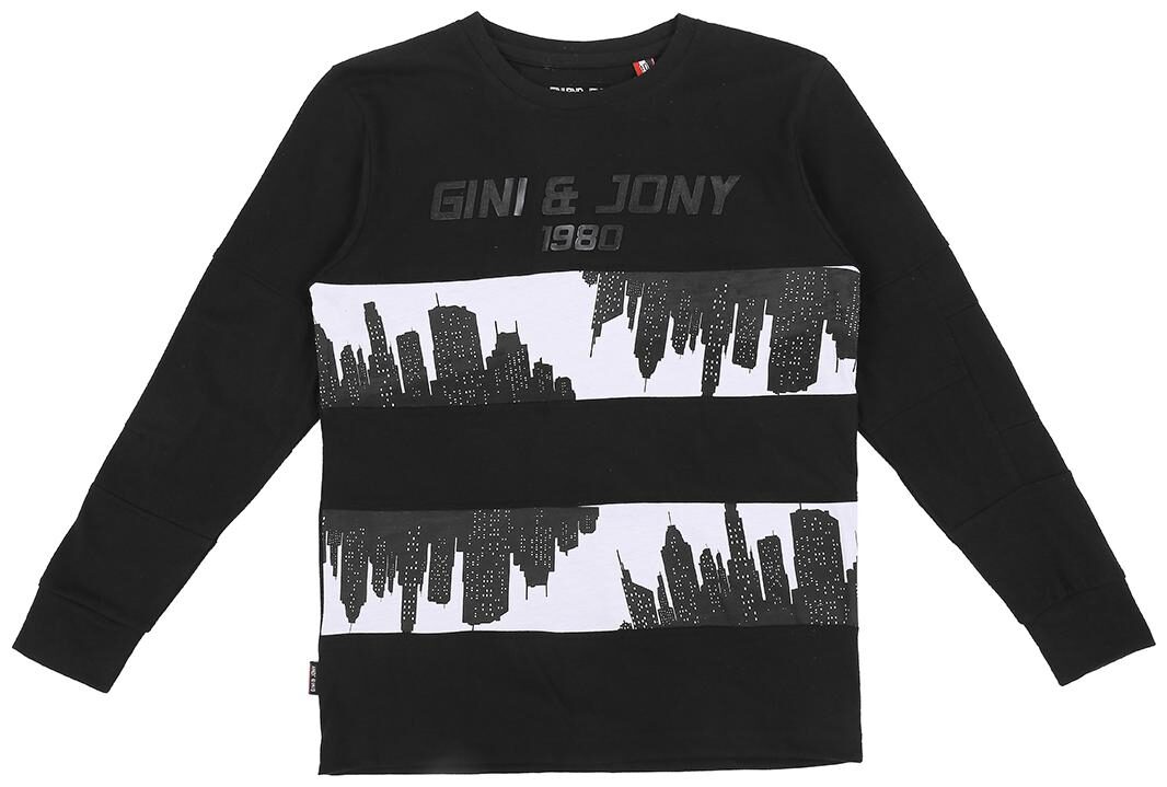 

Gini Jony Boy Cotton blend Printed T-shirt - Black