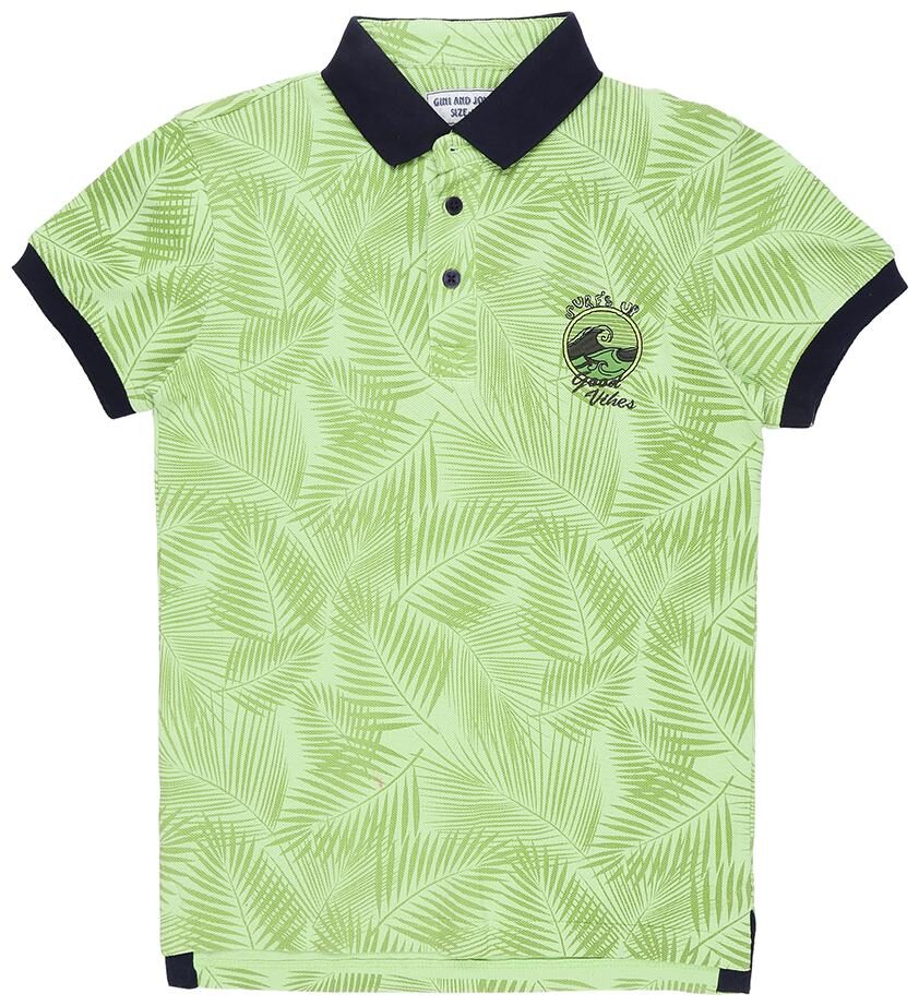 

Gini Jony Boy Cotton Printed T-shirt - Green
