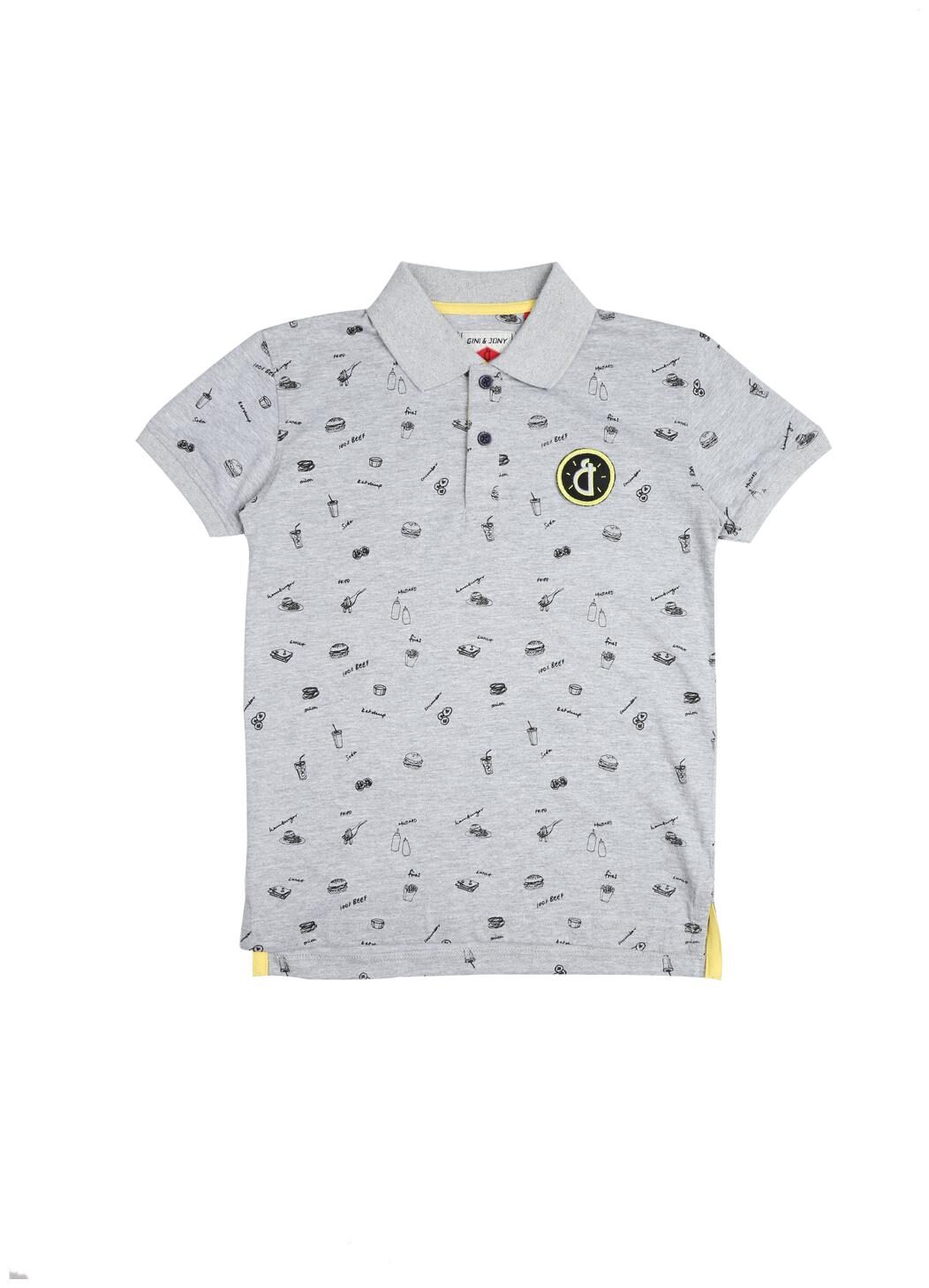 

Gini Jony Boy Cotton blend Printed T-shirt - Grey