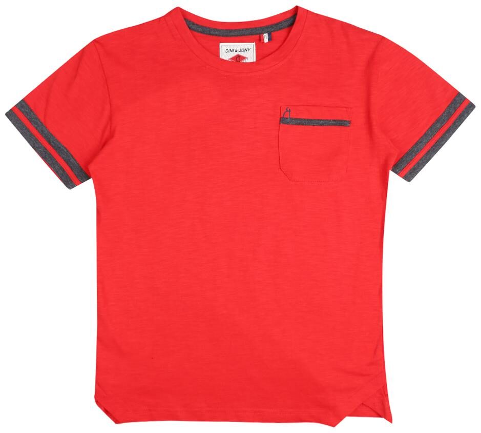 

Gini Jony Boy Cotton blend Solid T-shirt - Red