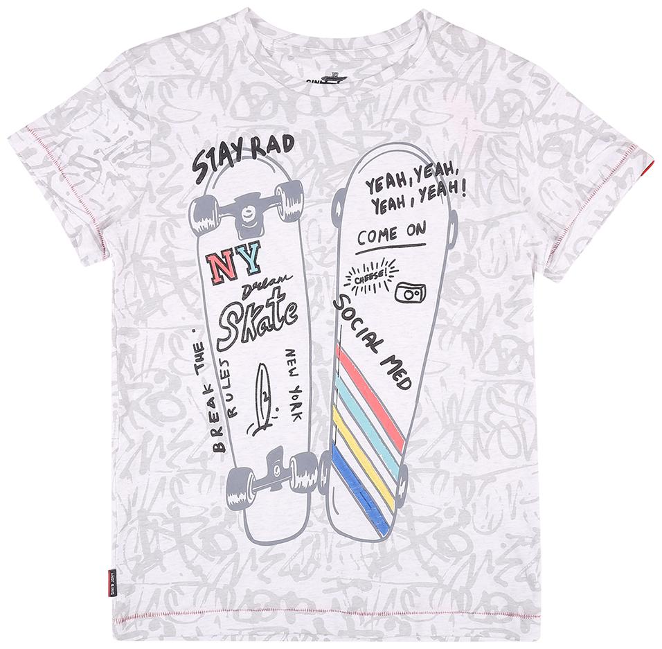 

Gini Jony Boy Cotton blend Printed T-shirt - Silver