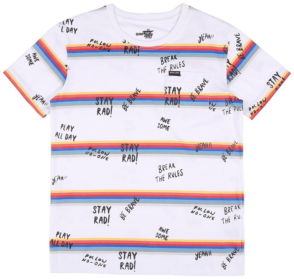 

Gini Jony Boy Cotton blend Printed T-shirt - White