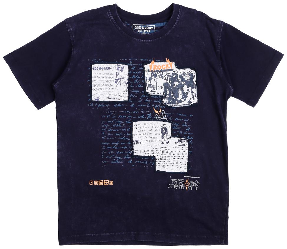 

Gini Jony Boy Cotton blend Printed T-shirt - Blue