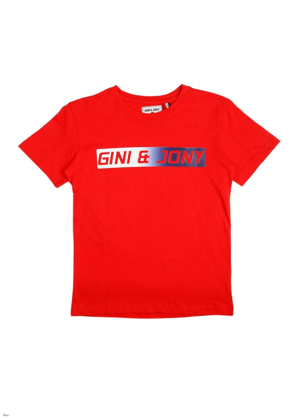 

Gini Jony Boy Cotton blend Printed T-shirt - Red