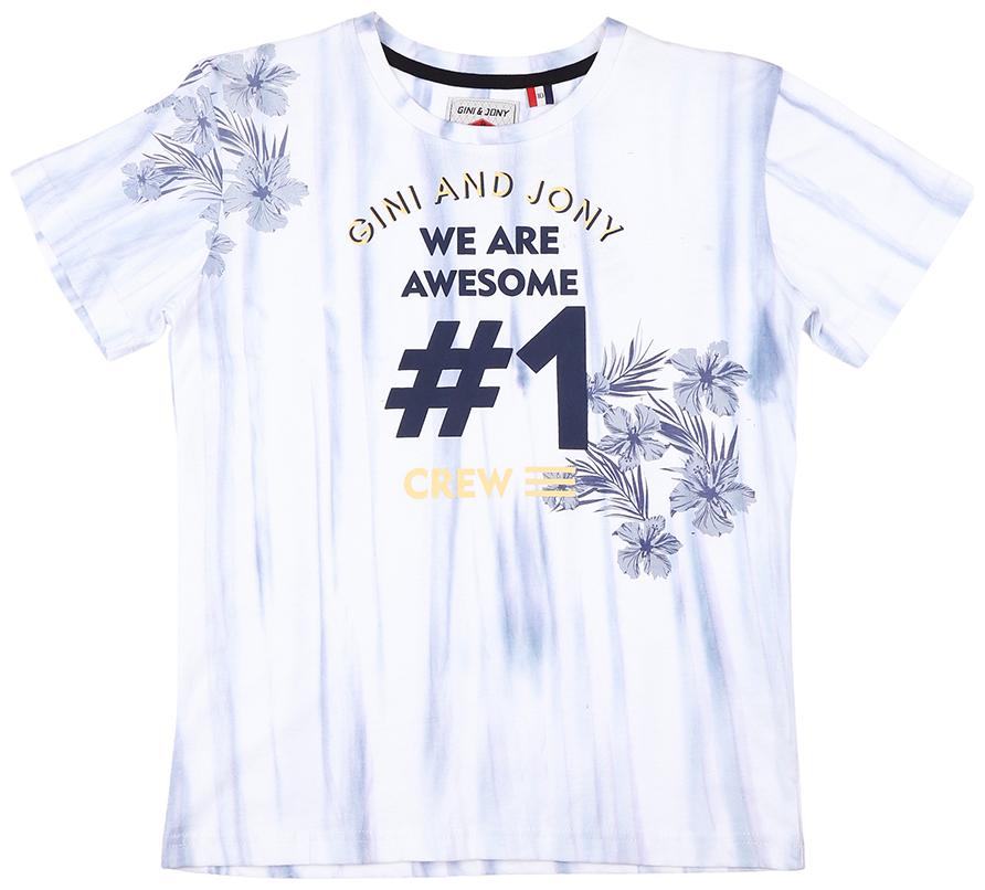 

Gini Jony Boy Cotton Printed T-shirt - White