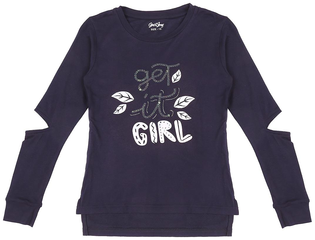 

Gini Jony Girl Cotton Printed T shirt - Blue
