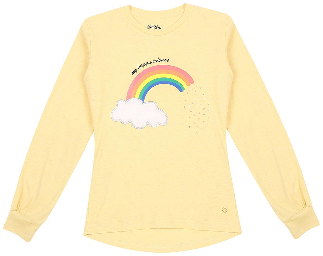 

Gini Jony Girl Cotton Printed T shirt - Yellow