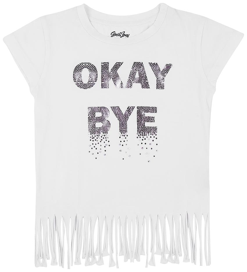 

Gini Jony Girl Cotton Printed T shirt - White