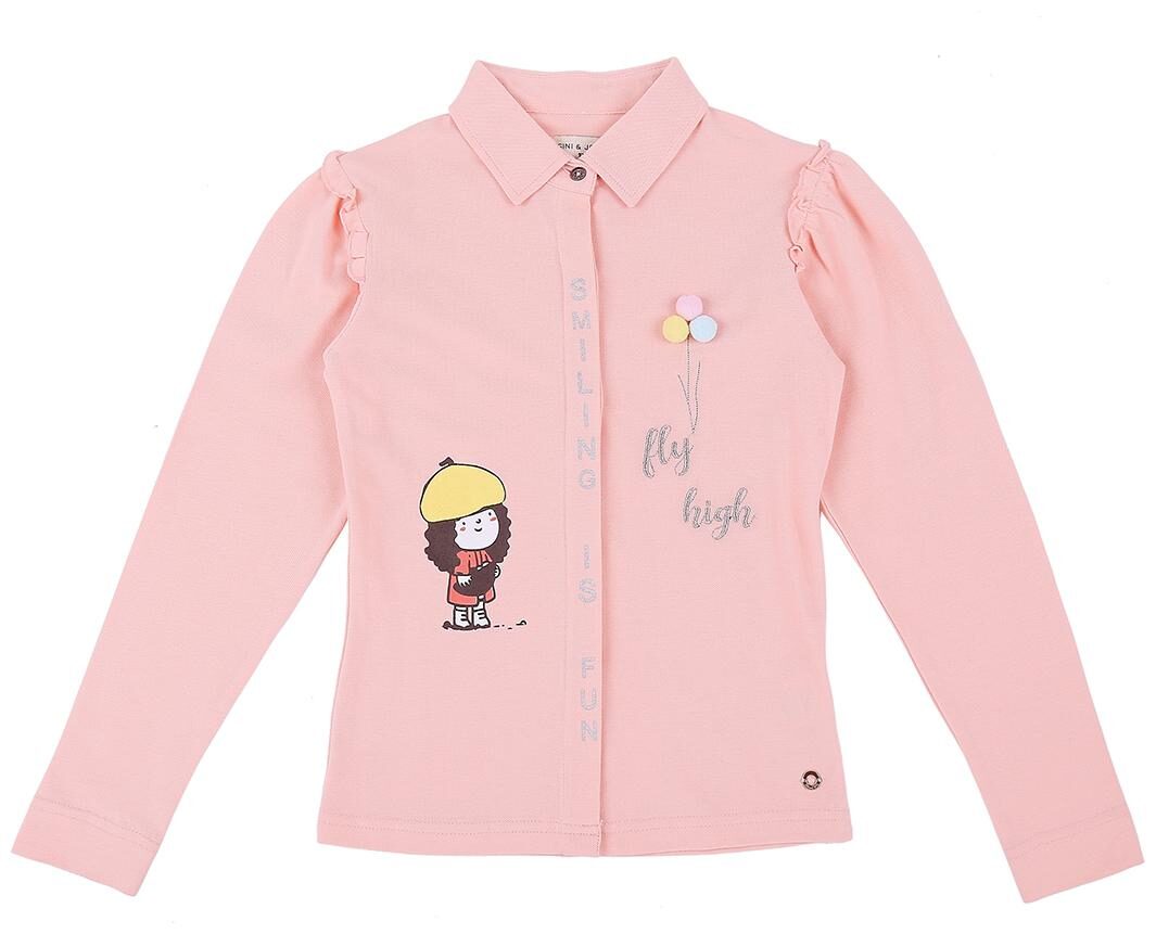

Gini Jony Girl Cotton Self design T shirt - Pink