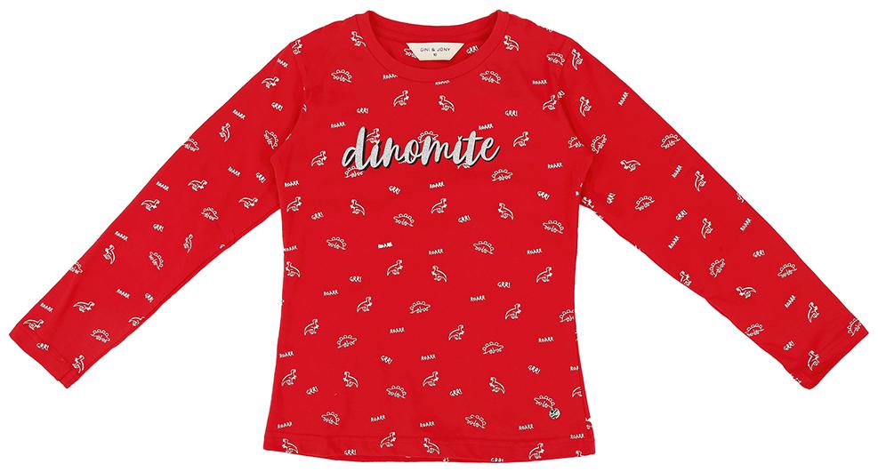 

Gini Jony Girl Cotton Printed T shirt - Red