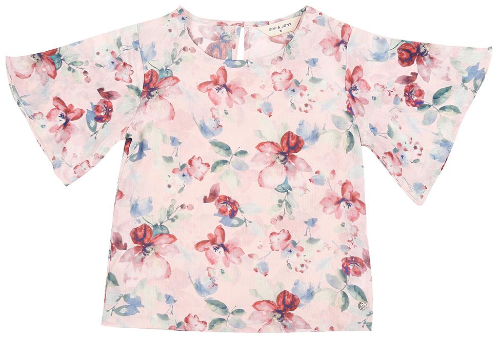 

Gini Jony Girl Polyester Floral T shirt - Pink